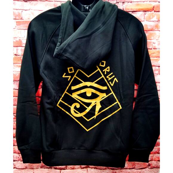 Sons Of Horus Hoodie Mens M Black Embroidered Logo kangaroo Pocket Drawstring - Picture 2 of 8